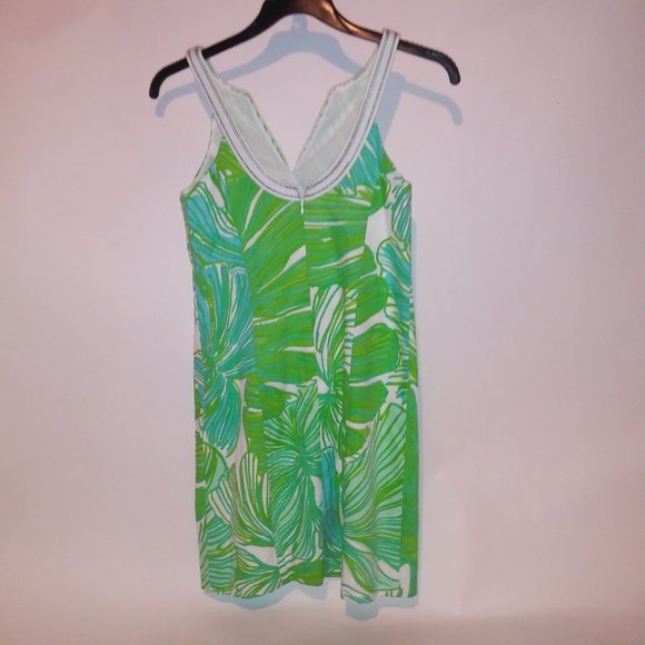 Lilly Pulitzer Tessa Dress Size 2 Shift Tropical Green White Embroidered Zip Up - Picture 11 of 15